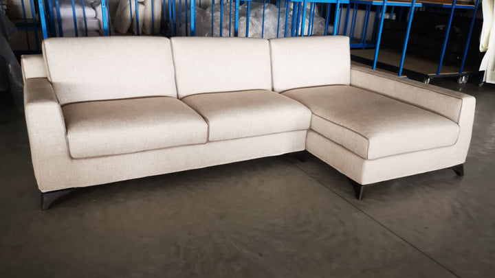 Sofá esquinero modular Kris 292 cm - Tejido viscosa/lino beige claro