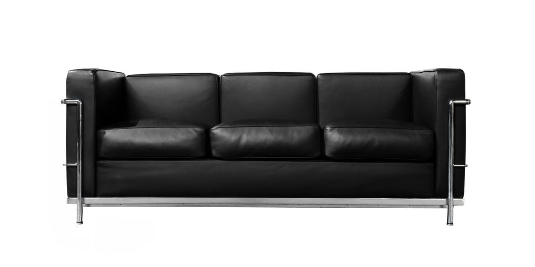 LC2 Sofá 3 plazas - Petit modèle - tapa de cuero negro