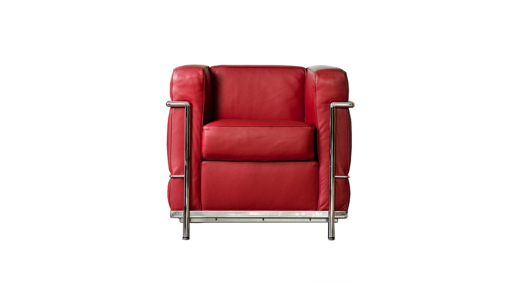 Sillón LC2 - Petit modèl - tapa de cuero rojo