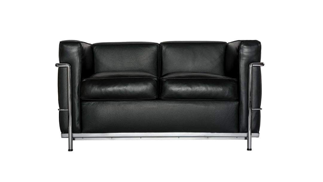 LC2 Sofá 2 plazas - Petit modèle - tapa de cuero negro