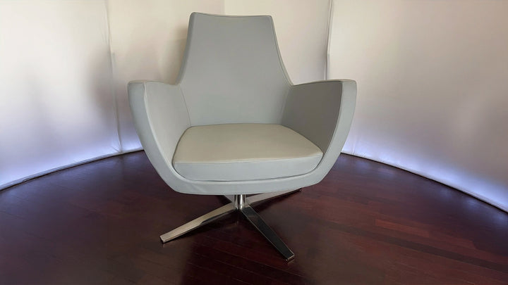 Sillón giratorio Silvi - cuero gris