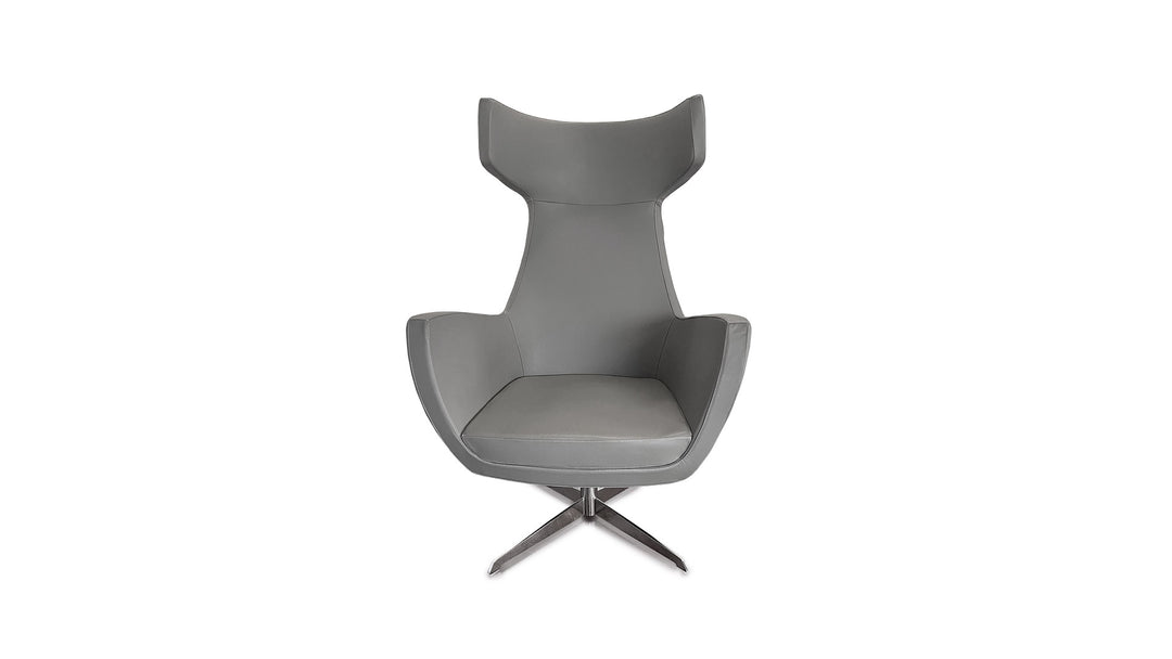Sillón giratorio Silvi con reposacabezas - cuero gris oscuro