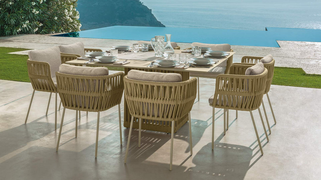Cliff outdoor table - Rope beige, top beige
