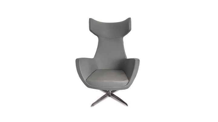 Silvi swivel lounge chair with headrest - dark grey leather